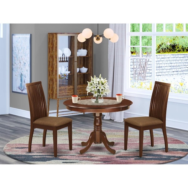 East West Furniture 3 Piece Hartland Dinette Set - Mahogany HLIP3-MAH-C - main